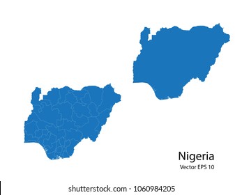 Couple Set Map,Blue Map of nigeria ,vecter illustration eps10.