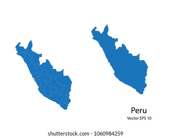 Couple Set Map,Blue Map of peru ,vecter illustration eps10.