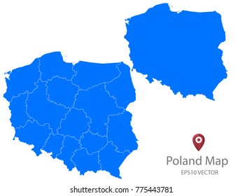 Couple Set Map,Blue Map of Poland,Vector EPS10