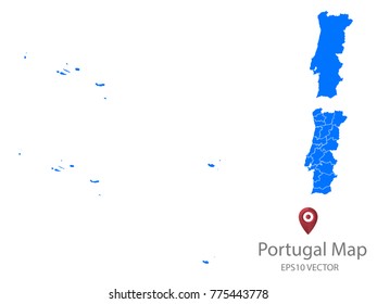 Couple Set Map,Blue Map of Portugal,Vector EPS10