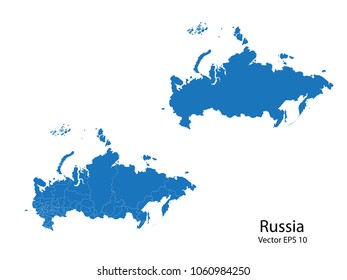 Couple Set Map,Blue Map of russia ,vecter illustration eps10.