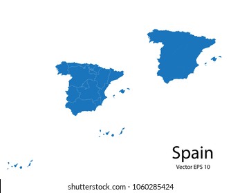 Couple Set Map,Blue Map of spain ,vecter illustration eps10.