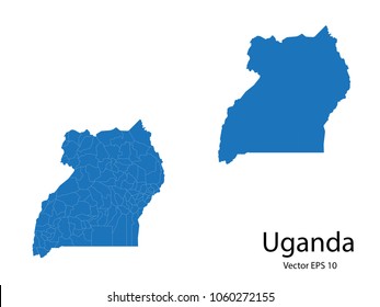 Couple Set Map,Blue Map of uganda ,vecter illustration eps10.