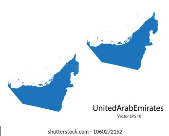 Couple Set Map,Blue Map of unitedArabEmirate ,vecter illustration eps10.