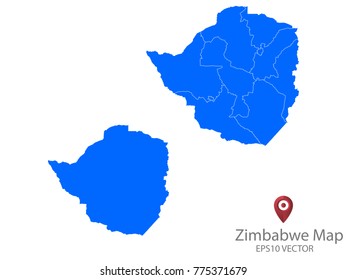 Couple Set Map,Blue Map of Zimbabwe,Vector EPS10