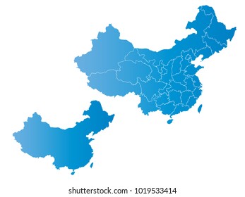 Couple Set Map,gradient blue Map of china,Vector EPS10