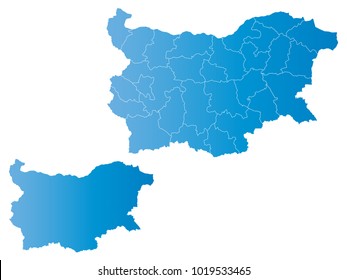 Couple Set Map,gradient blue Map of Bulgaria,Vector EPS10