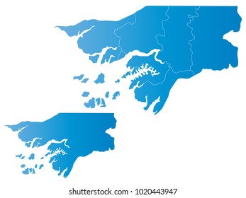 Couple Set Map,gradient blue Map of Guinea Bissau,Vector EPS10