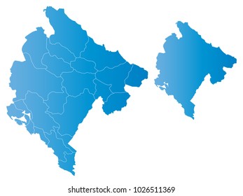 Couple Set Map,gradient blue Map of Montenegro,Vector EPS10