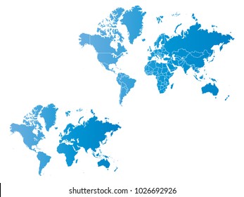 Couple Set Map,gradient blue Map of World,Vector EPS10