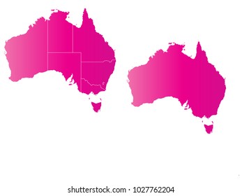 Couple Set Map,gradient Pink Map of Australia,Vector EPS10