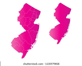 Couple Set Map,gradient Pink Map of Jersey,Vector EPS10