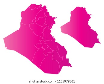 Couple Set Map,gradient Pink Map of Iraq,Vector EPS10