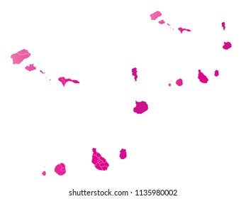 Couple Set Map,gradient Pink Map of Cape Verde,Vector EPS10