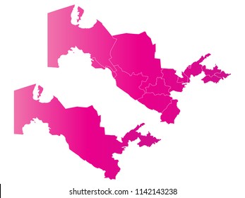 Couple Set Map,gradient Pink Map of Uzbekistan,Vector EPS10