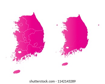 Couple Set Map,gradient Pink Map of South Korea,Vector EPS10