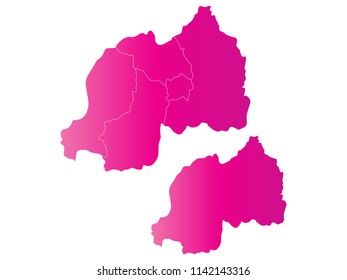Couple Set Map,gradient Pink Map of Rwanda,Vector EPS10