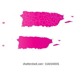 Couple Set Map,gradient Pink Map of Puerto Rico,Vector EPS10
