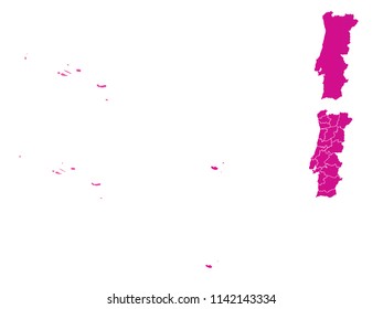 Couple Set Map,gradient Pink Map of Portugal,Vector EPS10
