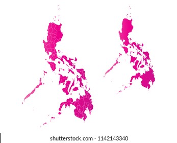 Couple Set Map,gradient Pink Map of Philippines,Vector EPS10