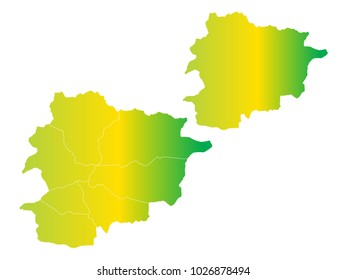 Couple Set Map,gradient Yellow and Green Map of Andorra,Vector EPS10