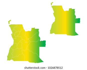 Couple Set Map,gradient Yellow and Green Map of Angola,Vector EPS10