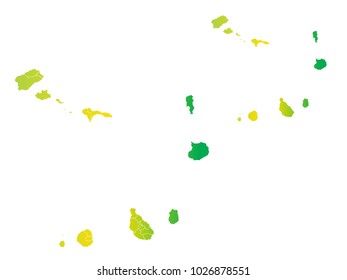 Couple Set Map,gradient Yellow and Green Map of Cape Verde,Vector EPS10