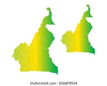 Couple Set Map,gradient Yellow and Green Map of Cameroon,Vector EPS10
