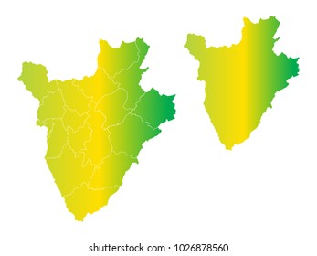 Couple Set Map,gradient Yellow and Green Map of Burundi,Vector EPS10