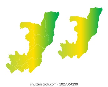 Couple Set Map,gradient Yellow and Green Map of Congo,Vector EPS10