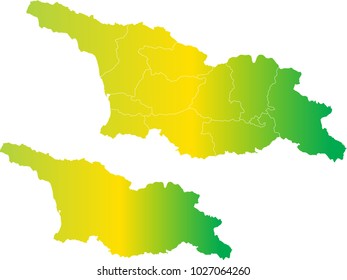 Couple Set Map,gradient Yellow and Green Map of Georgia,Vector EPS10