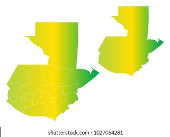 Couple Set Map,gradient Yellow and Green Map of Guatemala,Vector EPS10