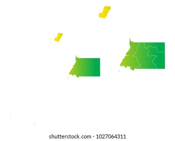 Couple Set Map,gradient Yellow and Green Map of Equatorial Guinea,Vector EPS10