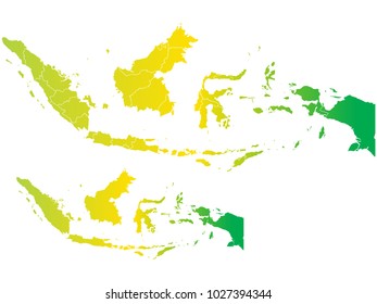 Couple Set Map,gradient Yellow and Green Map of Indonesia,Vector EPS10