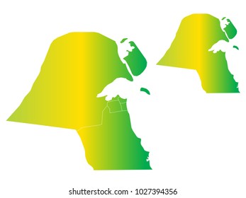 Couple Set Map,gradient Yellow and Green Map of Kuwait,Vector EPS10
