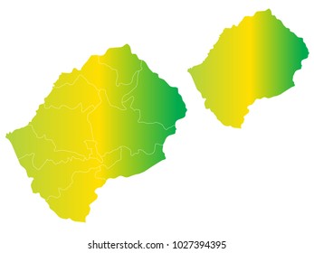 Couple Set Map,gradient Yellow and Green Map of Lesotho,Vector EPS10