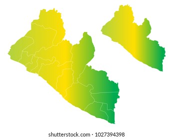 Couple Set Map,gradient Yellow and Green Map of Liberia,Vector EPS10