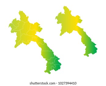Couple Set Map,gradient Yellow and Green Map of Laos,Vector EPS10