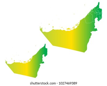 Couple Set Map,gradient Yellow and Green Map of United Arab Emirates,Vector EPS10