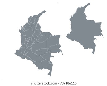 Couple Set Map,Gray Map of Colombia ,Vector EPS10