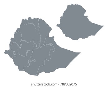 Couple Set Map,Gray Map of Ethiopia ,Vector EPS10