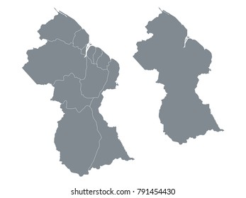 Couple Set Map,Gray Map of Guyana ,Vector EPS10