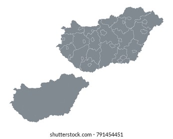 Couple Set Map,Gray Map of Hungary ,Vector EPS10