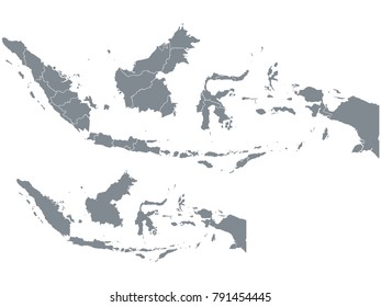 Couple Set Map,Gray Map of Indonesia ,Vector EPS10