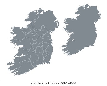 Couple Set Map,Gray Map of Ireland ,Vector EPS10