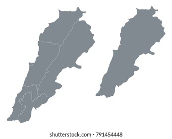 Couple Set Map,Gray Map of Lebanon ,Vector EPS10