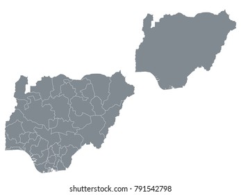 Couple Set Map,Gray Map of Nigeria ,Vector EPS10