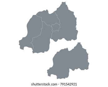 Couple Set Map,Gray Map of Rwanda ,Vector EPS10