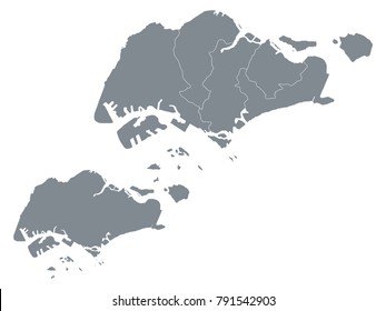 Couple Set Map,Gray Map of Singapore ,Vector EPS10