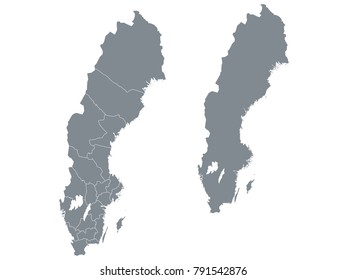 Couple Set Map,Gray Map of Sweden ,Vector EPS10